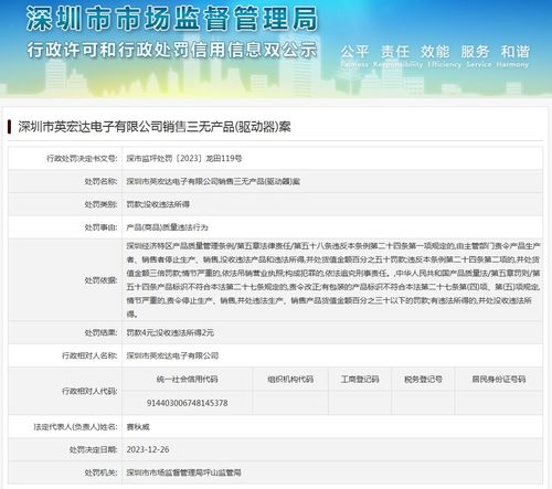 深圳市英宏达电子有限公司销售三无产品 驱动器 案